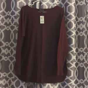 INC Burgundy Shirttail Sweater